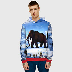 Толстовка-худи мужская Мамонт ледникового периода, цвет: 3D-красный — фото 2