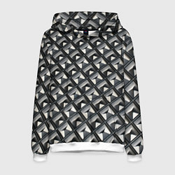 Толстовка-худи мужская Текстура металла, цвет: 3D-белый