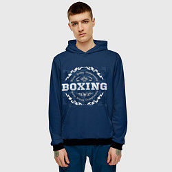 Толстовка-худи мужская Boxing - надпись, цвет: 3D-черный — фото 2