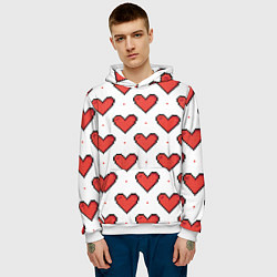 Толстовка-худи мужская Pixel heart, цвет: 3D-белый — фото 2