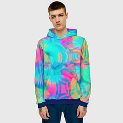 Толстовка-худи мужская Кислотный тай-дай: паттерн, цвет: 3D-синий — фото 2