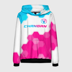 Толстовка-худи мужская Changan neon gradient style: символ сверху, цвет: 3D-черный