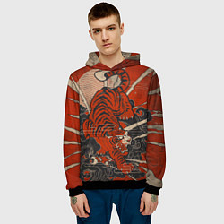 Толстовка-худи мужская Тигр в японском стиле, цвет: 3D-черный — фото 2