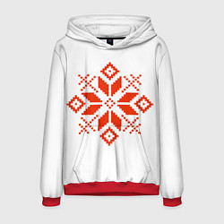 Толстовка-худи мужская Удмуртский узор, цвет: 3D-красный
