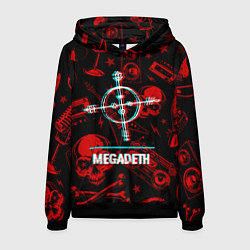 Толстовка-худи мужская Megadeth rock glitch, цвет: 3D-черный