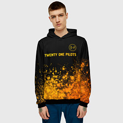 Толстовка-худи мужская Twenty One Pilots - gold gradient: символ сверху, цвет: 3D-черный — фото 2