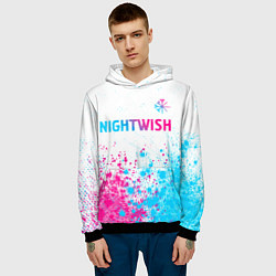 Толстовка-худи мужская Nightwish neon gradient style: символ сверху, цвет: 3D-черный — фото 2