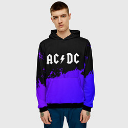 Толстовка-худи мужская AC DC purple grunge, цвет: 3D-черный — фото 2