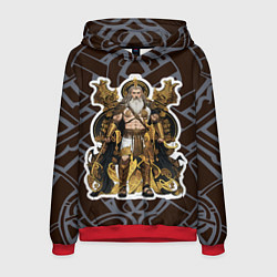 Толстовка-худи мужская Бог Один повелитель древних славян, цвет: 3D-красный
