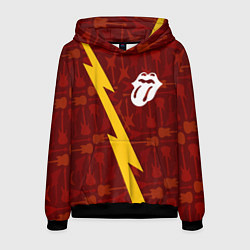 Толстовка-худи мужская Rolling Stones гитары и молния, цвет: 3D-черный