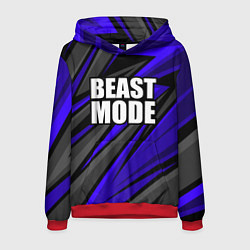 Толстовка-худи мужская Beast mode - синяя униформа, цвет: 3D-красный