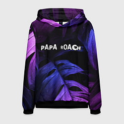 Толстовка-худи мужская Papa Roach neon monstera, цвет: 3D-черный