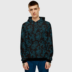 Толстовка-худи мужская Соник паттерн, цвет: 3D-черный — фото 2