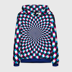 Толстовка-худи мужская Оптическая иллюзия глитч, цвет: 3D-синий