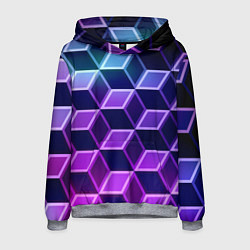 Толстовка-худи мужская Неоновые кубы иллюзия, цвет: 3D-меланж