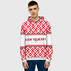 Толстовка-худи мужская Я удмуртский, цвет: 3D-белый — фото 2