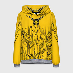 Толстовка-худи мужская Киберпанк Yellow-Black, цвет: 3D-меланж