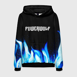 Толстовка-худи мужская Powerwolf blue fire, цвет: 3D-черный