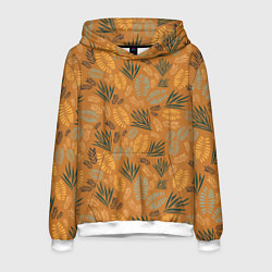 Толстовка-худи мужская Мексиканские оранжевые папаротники, цвет: 3D-белый