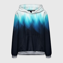 Толстовка-худи мужская Синее пламя огня на черном, цвет: 3D-меланж