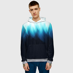 Толстовка-худи мужская Синее пламя огня на черном, цвет: 3D-меланж — фото 2