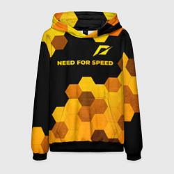 Толстовка-худи мужская Need for Speed - gold gradient: символ сверху, цвет: 3D-черный