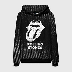 Толстовка-худи мужская Rolling Stones с потертостями на темном фоне, цвет: 3D-черный