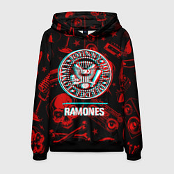 Толстовка-худи мужская Ramones rock glitch, цвет: 3D-черный
