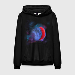 Толстовка-худи мужская Космический арбуз-луна, цвет: 3D-черный