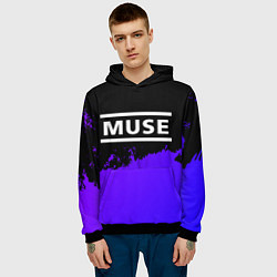 Толстовка-худи мужская Muse purple grunge, цвет: 3D-черный — фото 2