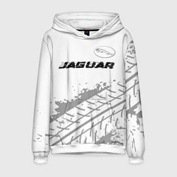 Толстовка-худи мужская Jaguar speed на светлом фоне со следами шин: симво, цвет: 3D-белый