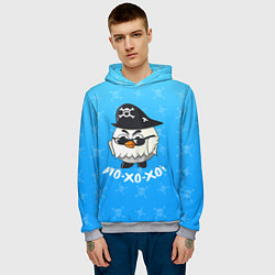 Толстовка-худи мужская Chicken Gun: веселый цыпленок пират, цвет: 3D-меланж — фото 2