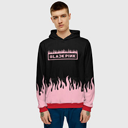 Толстовка-худи мужская Blackpink - flames, цвет: 3D-красный — фото 2