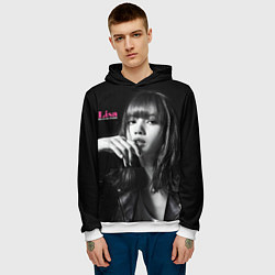 Толстовка-худи мужская Blackpink Lisa in leather jacket, цвет: 3D-белый — фото 2