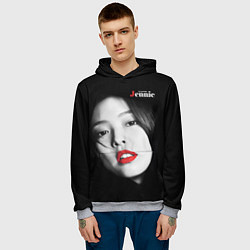 Толстовка-худи мужская Blackpink Jennie Red lips, цвет: 3D-меланж — фото 2