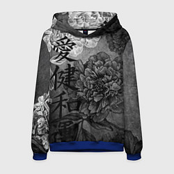 Толстовка-худи мужская Flowers - japanese art, цвет: 3D-синий