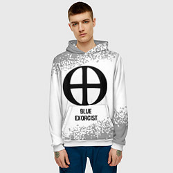Толстовка-худи мужская Blue Exorcist glitch на светлом фоне, цвет: 3D-белый — фото 2