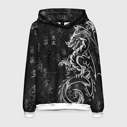 Толстовка-худи мужская White dragon - grunge, цвет: 3D-белый