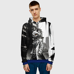 Толстовка-худи мужская Кибернетический кицунэ, цвет: 3D-синий — фото 2