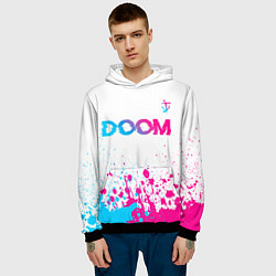Толстовка-худи мужская Doom neon gradient style: символ сверху, цвет: 3D-черный — фото 2
