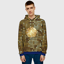 Толстовка-худи мужская Золотой диско шар и золотая мозаика, цвет: 3D-синий — фото 2