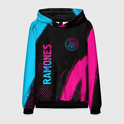 Толстовка-худи мужская Ramones - neon gradient: надпись, символ, цвет: 3D-черный