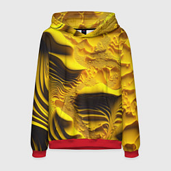 Толстовка-худи мужская Желтая объемная текстура, цвет: 3D-красный