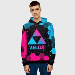 Толстовка-худи мужская Zelda - neon gradient, цвет: 3D-черный — фото 2