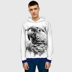 Толстовка-худи мужская Попугай ара в старинных очках, цвет: 3D-синий — фото 2