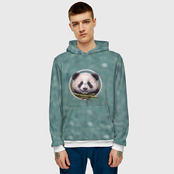 Толстовка-худи мужская Милая мордочка панды с бамбуком, цвет: 3D-белый — фото 2
