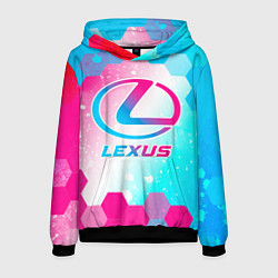 Толстовка-худи мужская Lexus neon gradient style, цвет: 3D-черный