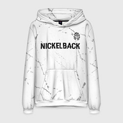 Толстовка-худи мужская Nickelback glitch на светлом фоне: символ сверху, цвет: 3D-белый