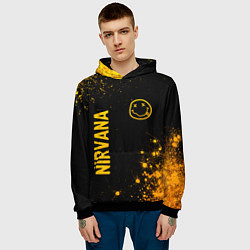 Толстовка-худи мужская Nirvana - gold gradient: надпись, символ, цвет: 3D-черный — фото 2