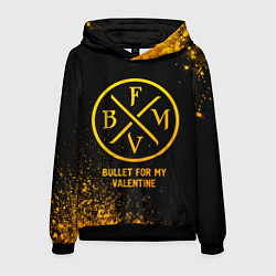 Толстовка-худи мужская Bullet For My Valentine - gold gradient, цвет: 3D-черный